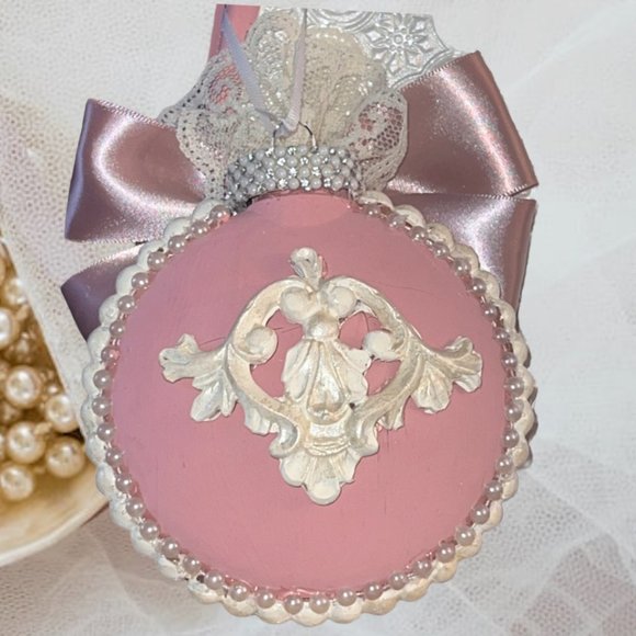 Shabby Chic Christmas Tree Ornament Set 3, X-Mas Tree decorations, Victorian - Picture 13 of 16